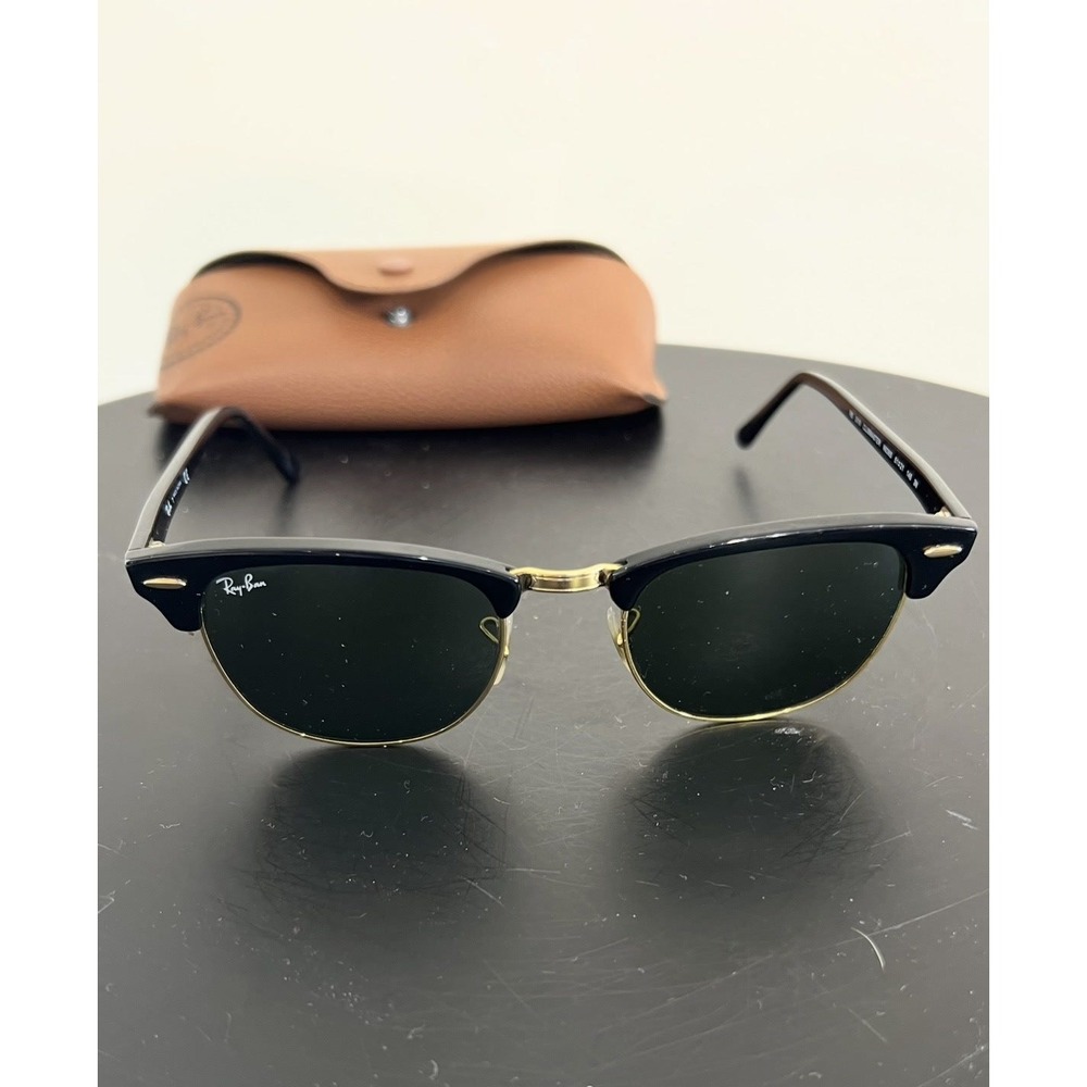 Ray-Ban Clubmaster Black Gold Classic Browline Sunglasses Eyewear One Size Flaws